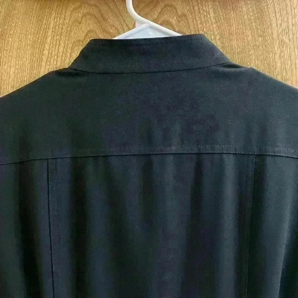 Calvin Klein Button Down Cap Sleeves stand collar  Belted Black Career Dress - Picture 8 of 12